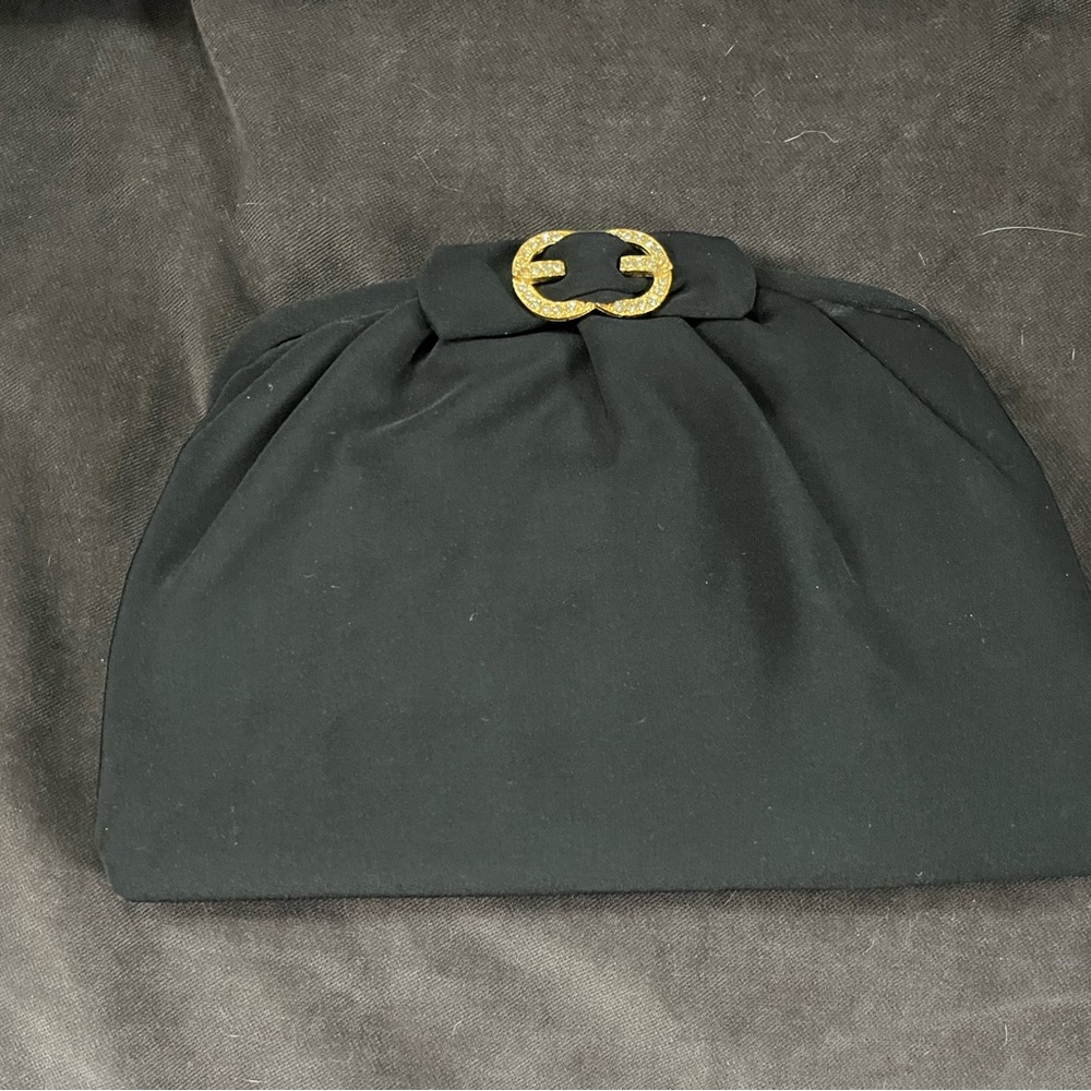 Vintage Black Clutch with Gold Accent